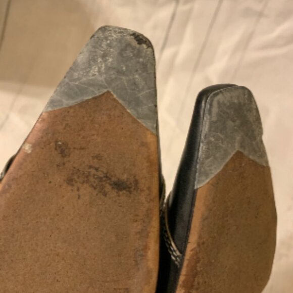 Cole Haan Vintage Black Leather Heels – Women’s 8.5, Square Toe, Contrast Stitch - Picture 8 of 9